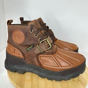 Polo Ralph Lauren Oslo Low Boot Waterproof Brown Leather Mens 14 D NEW $198
